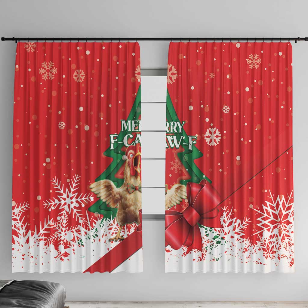 Funny Christmas Chicken Window Curtain Merry F Caw F - Wonder Print Shop