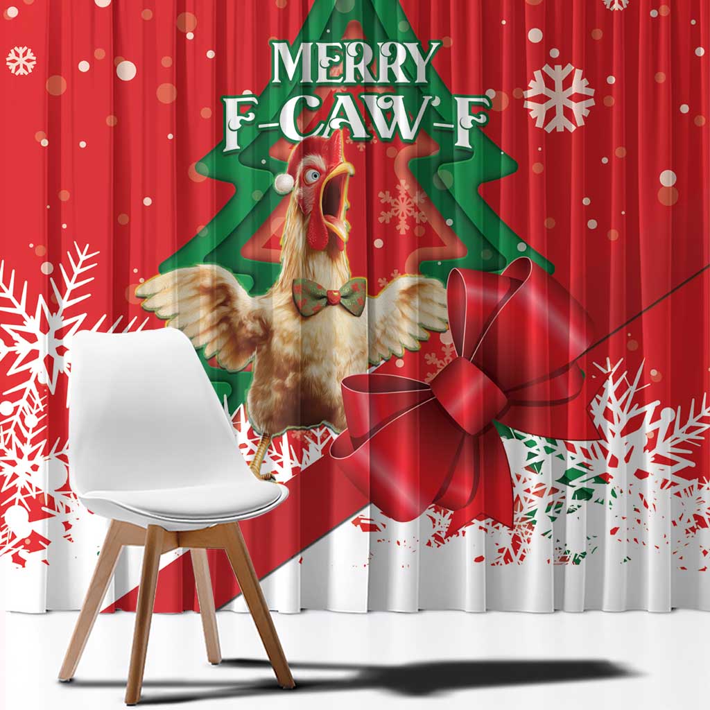Funny Christmas Chicken Window Curtain Merry F Caw F - Wonder Print Shop