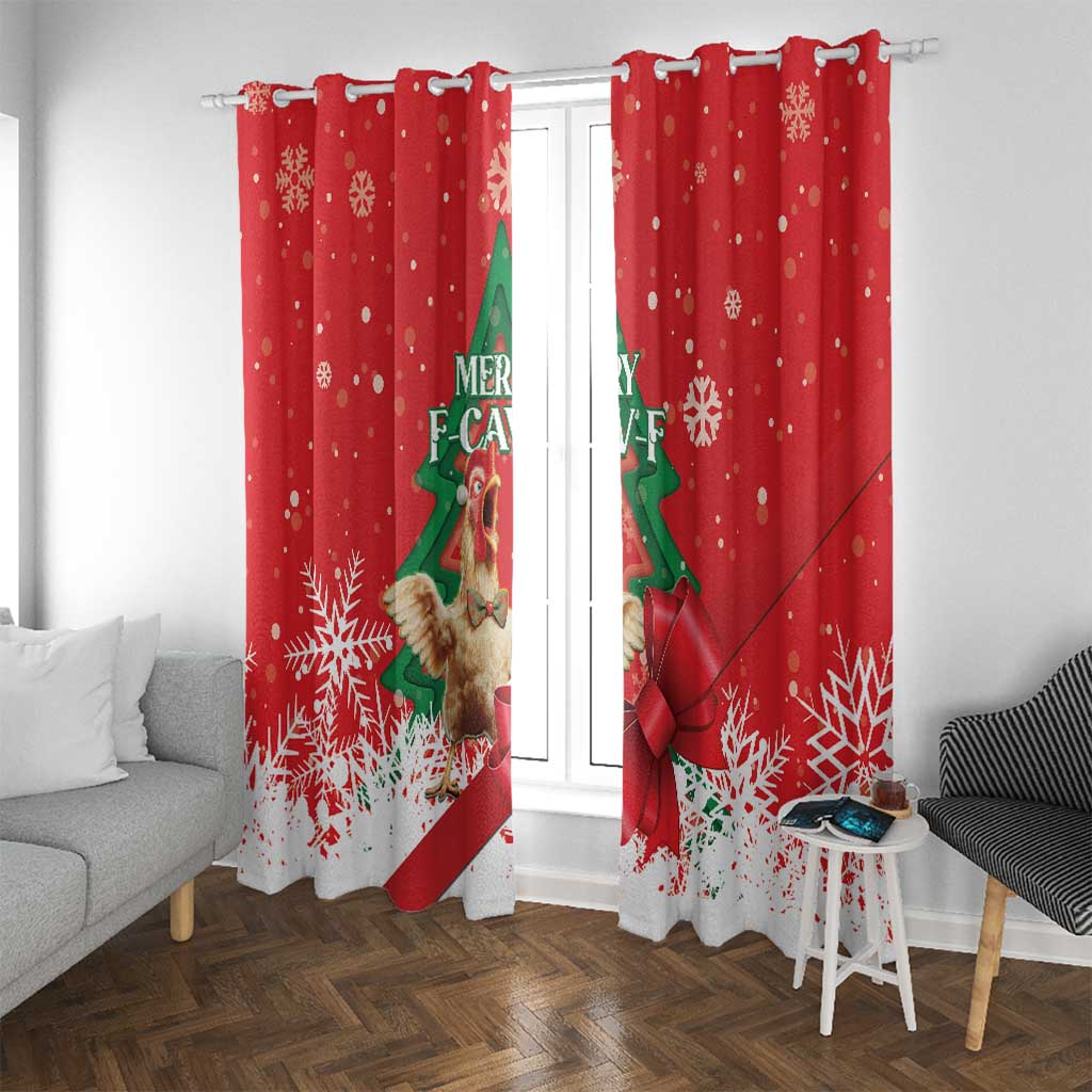 Funny Christmas Chicken Window Curtain Merry F Caw F - Wonder Print Shop