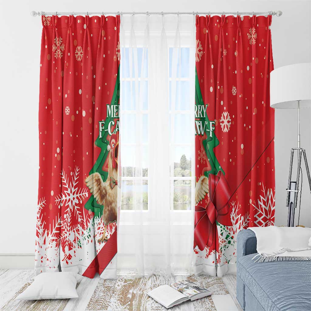 Funny Christmas Chicken Window Curtain Merry F Caw F - Wonder Print Shop