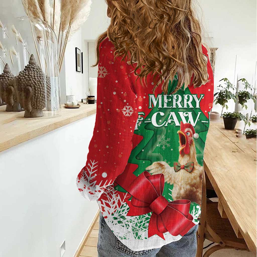 Funny Christmas Chicken Women Casual Shirt Merry F Caw F - Wonder Print Shop