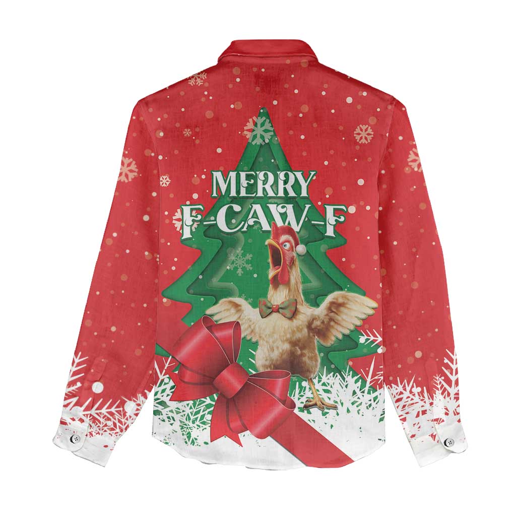 Funny Christmas Chicken Women Casual Shirt Merry F Caw F - Wonder Print Shop
