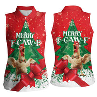 Funny Christmas Chicken Women Sleeveless Polo Shirt Merry F Caw F - Wonder Print Shop