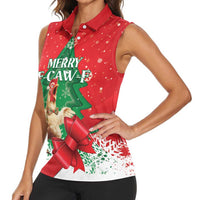 Funny Christmas Chicken Women Sleeveless Polo Shirt Merry F Caw F - Wonder Print Shop