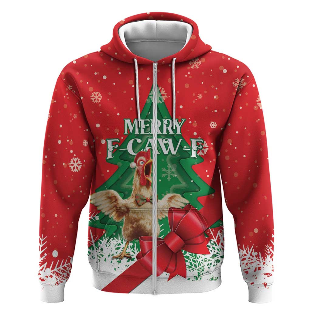 Funny Christmas Chicken Zip Hoodie Merry F Caw F - Wonder Print Shop