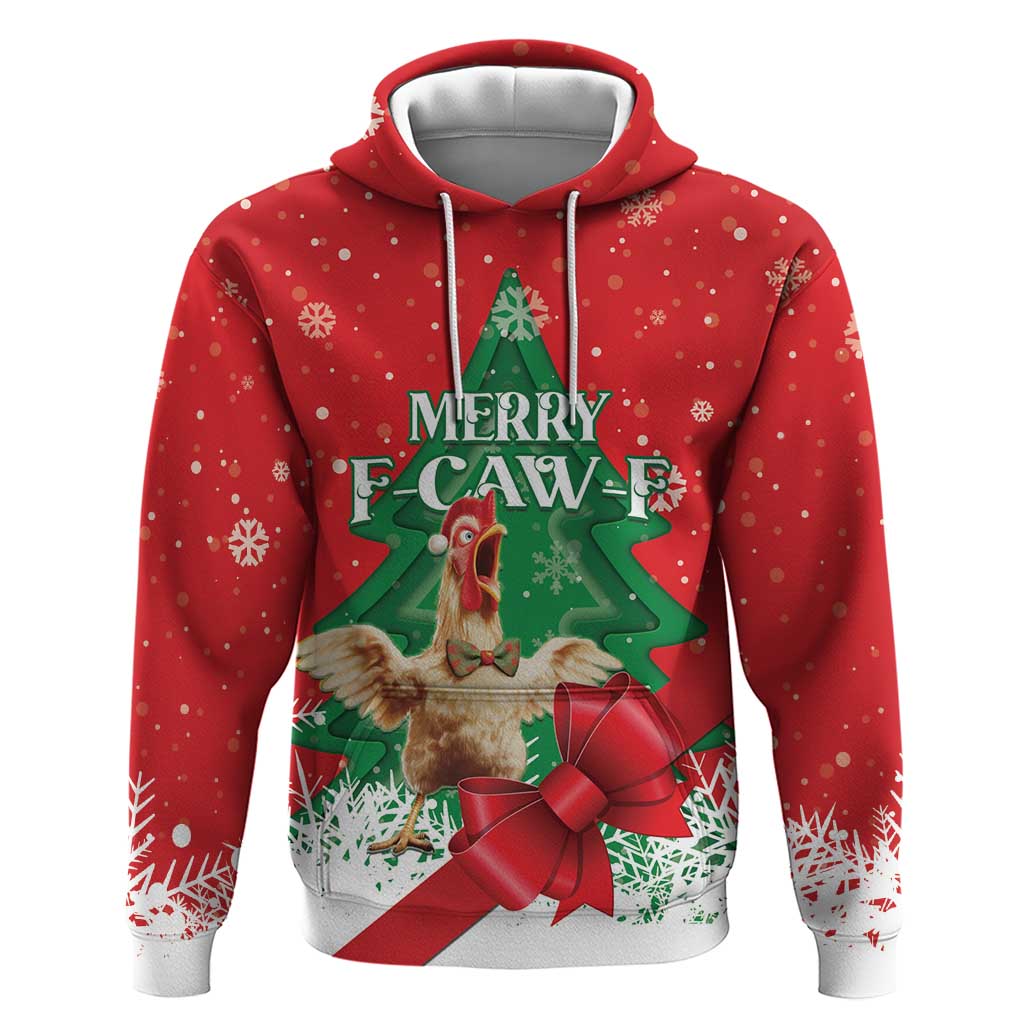 Funny Christmas Chicken Zip Hoodie Merry F Caw F - Wonder Print Shop