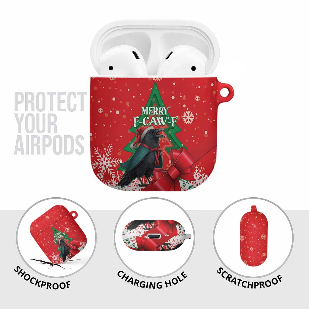Funny Christmas Raven AirPods Case Merry F Caw F - Wonder Print Shop