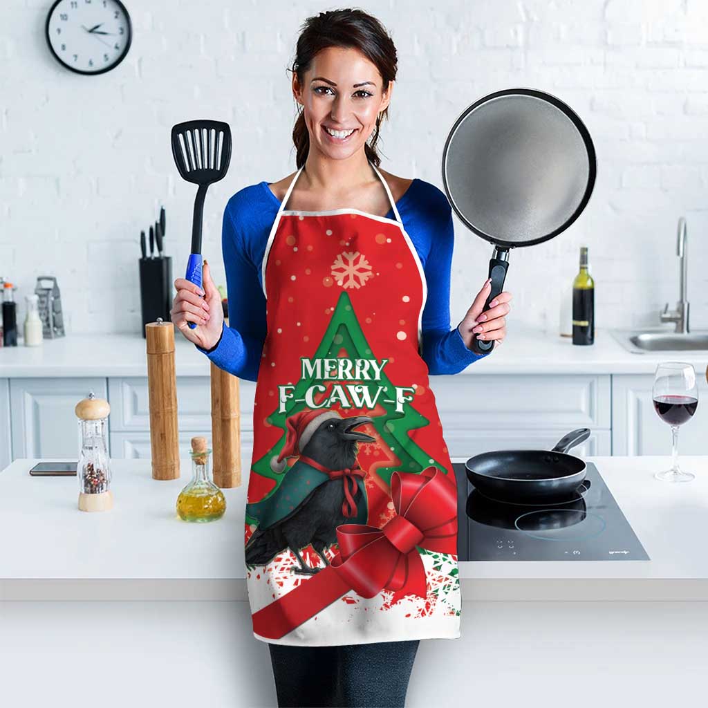 Funny Christmas Raven Apron Merry F Caw F - Wonder Print Shop