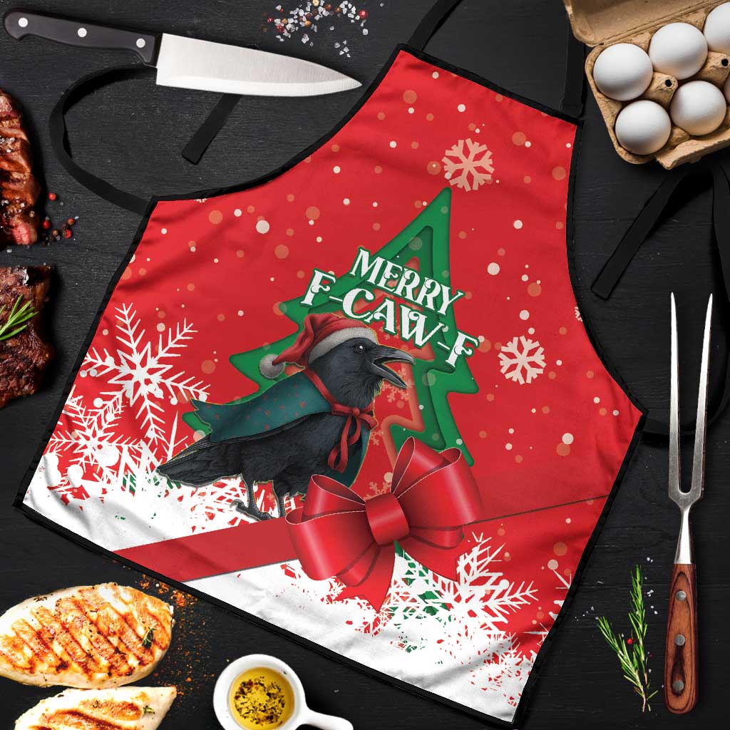 Funny Christmas Raven Apron Merry F Caw F - Wonder Print Shop