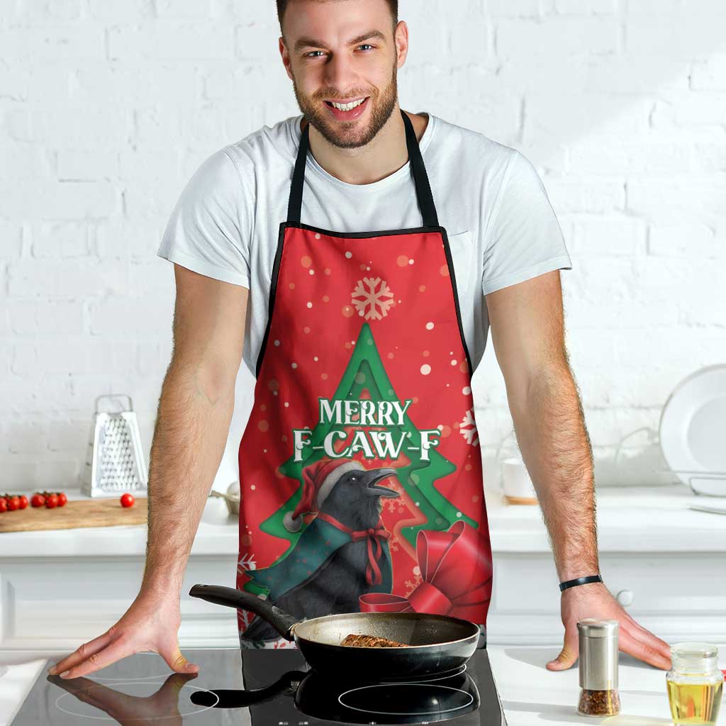 Funny Christmas Raven Apron Merry F Caw F - Wonder Print Shop
