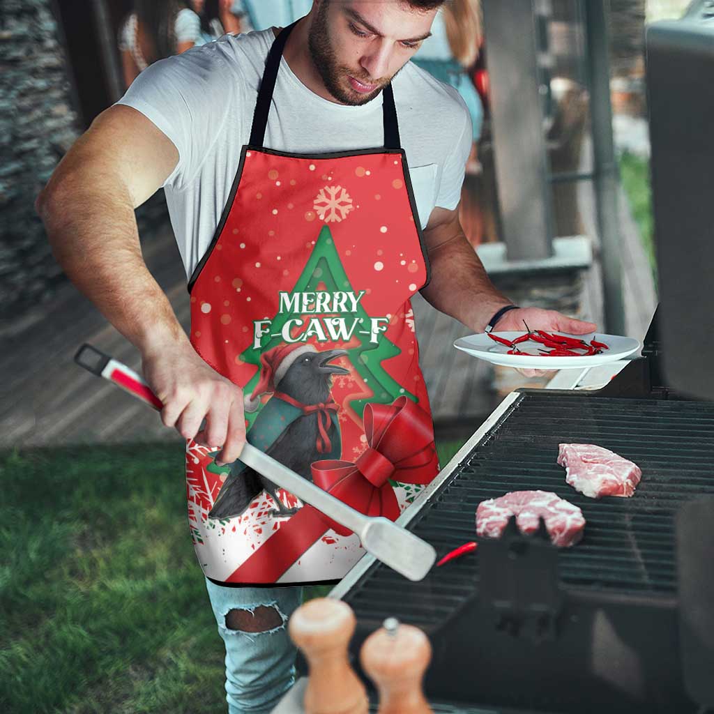 Funny Christmas Raven Apron Merry F Caw F - Wonder Print Shop