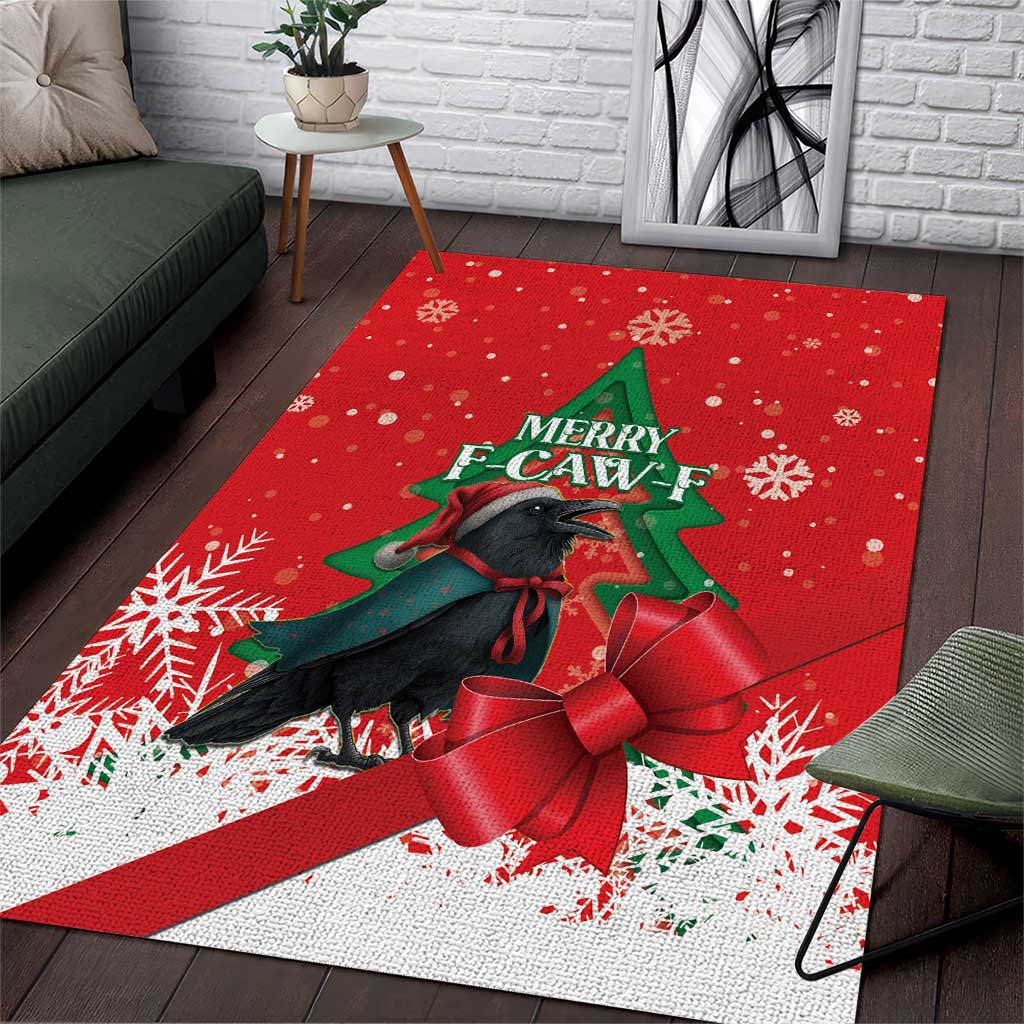 Funny Christmas Raven Area Rug Merry F Caw F - Wonder Print Shop