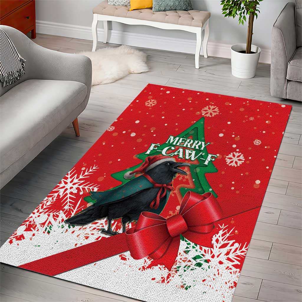Funny Christmas Raven Area Rug Merry F Caw F - Wonder Print Shop