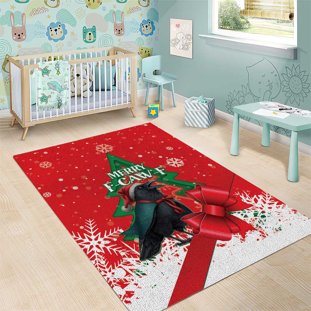 Funny Christmas Raven Area Rug Merry F Caw F - Wonder Print Shop