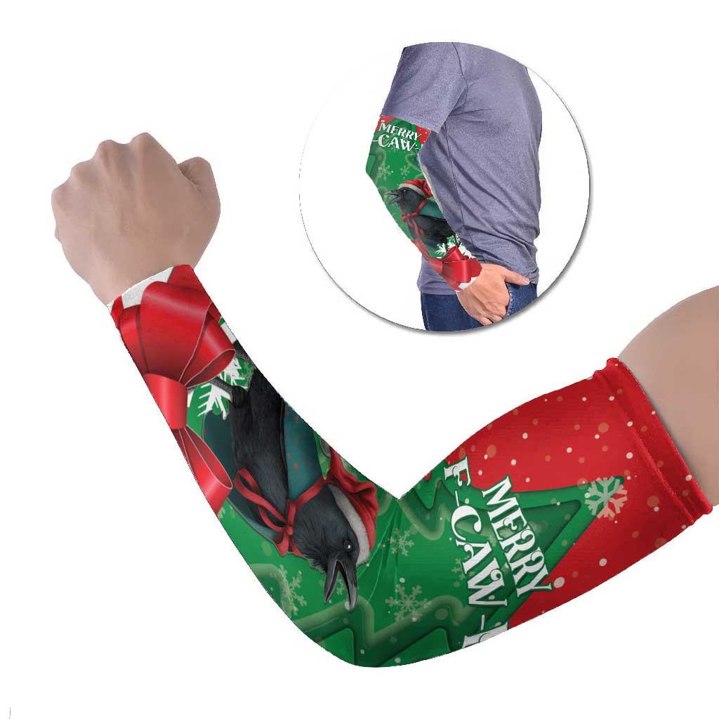 Funny Christmas Raven Arm Sleeves Merry F Caw F - Wonder Print Shop