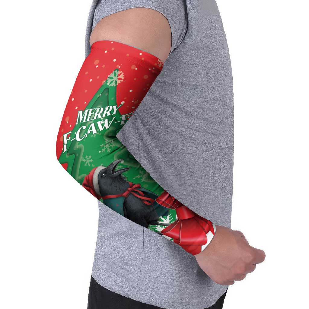 Funny Christmas Raven Arm Sleeves Merry F Caw F - Wonder Print Shop