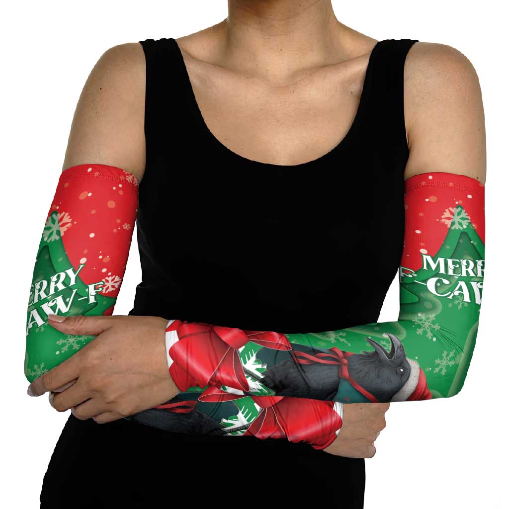 Funny Christmas Raven Arm Sleeves Merry F Caw F - Wonder Print Shop