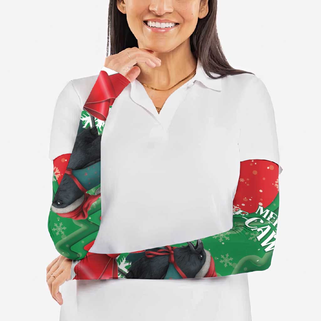 Funny Christmas Raven Arm Sleeves Merry F Caw F - Wonder Print Shop