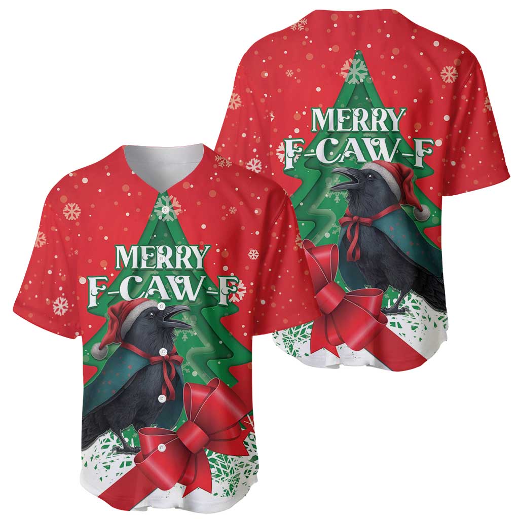 Funny Christmas Raven Baseball Jersey Merry F Caw F - Wonder Print Shop