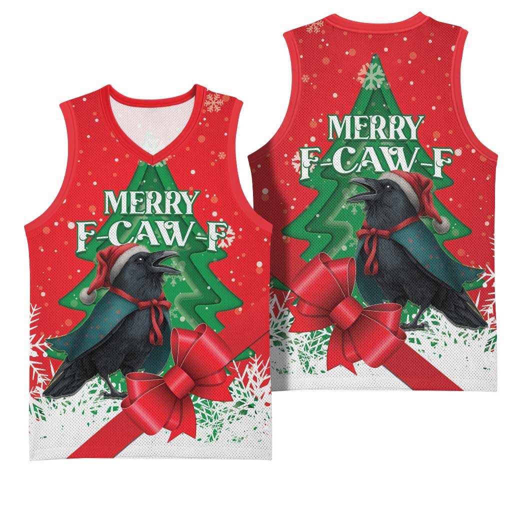 Funny Christmas Raven Basketball Jersey Merry F Caw F - Wonder Print Shop