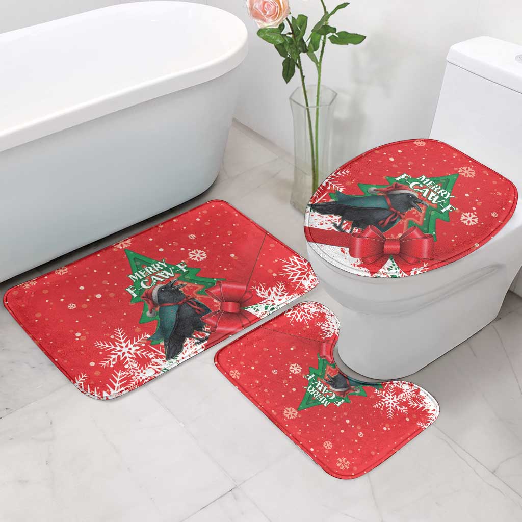 Funny Christmas Raven Bathroom Set Merry F Caw F - Wonder Print Shop