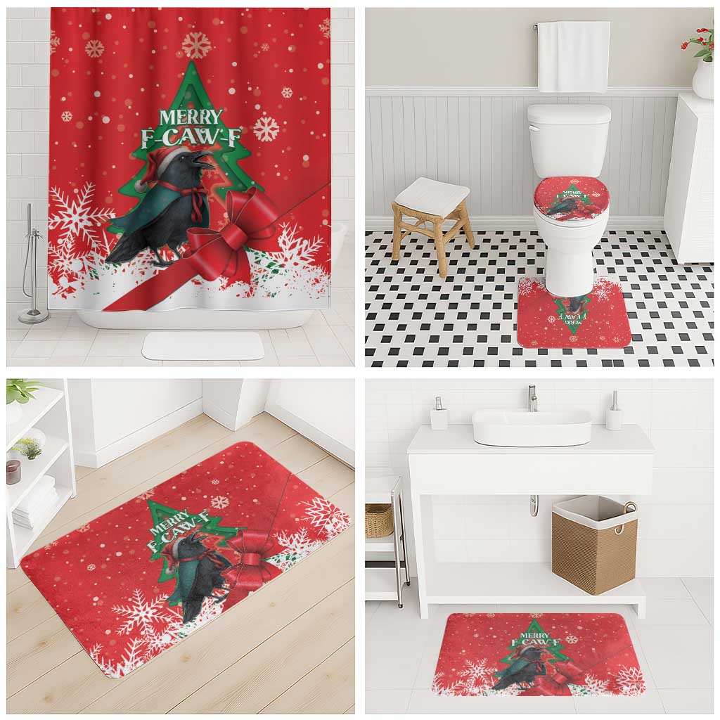 Funny Christmas Raven Bathroom Set Merry F Caw F - Wonder Print Shop