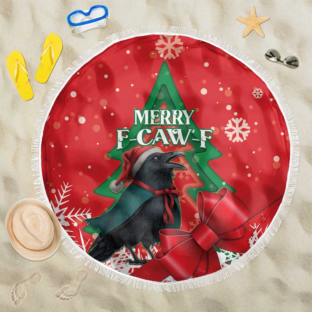 Funny Christmas Raven Beach Blanket Merry F Caw F - Wonder Print Shop