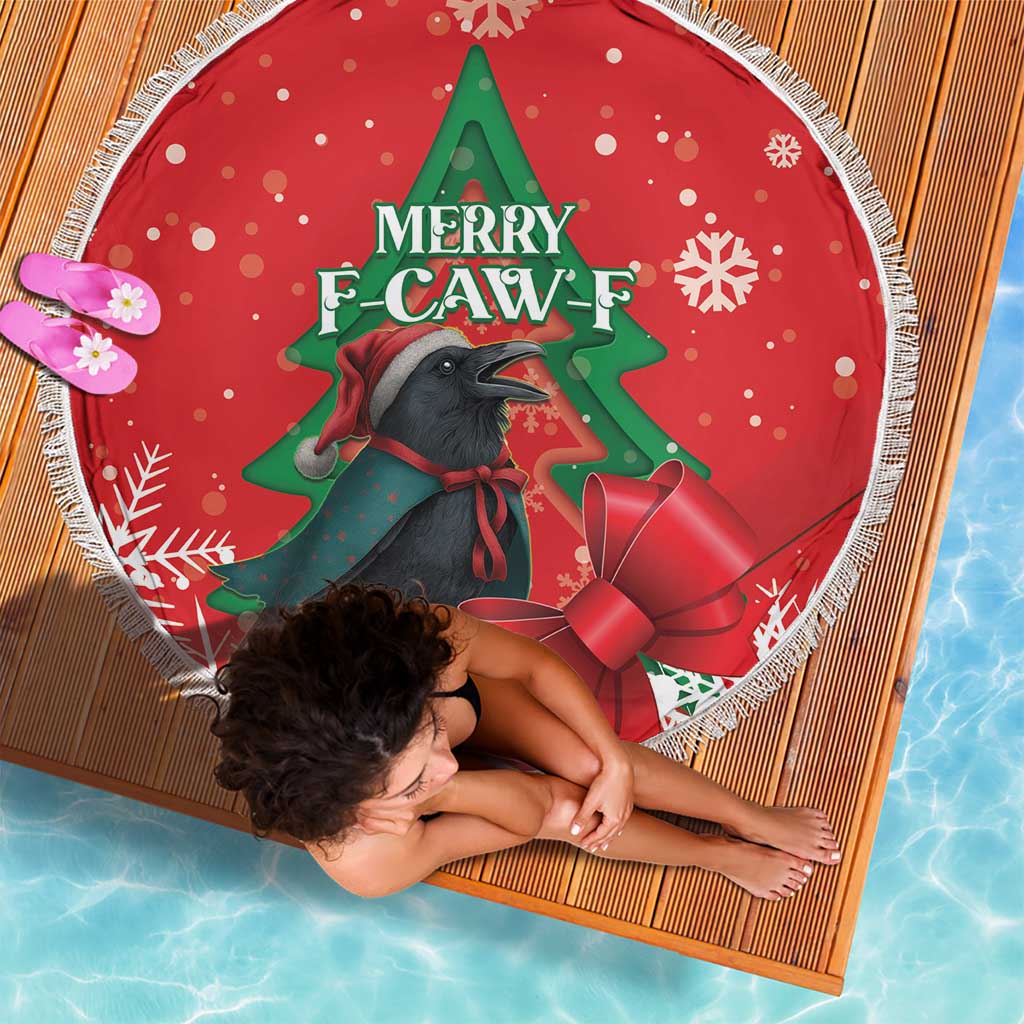 Funny Christmas Raven Beach Blanket Merry F Caw F - Wonder Print Shop