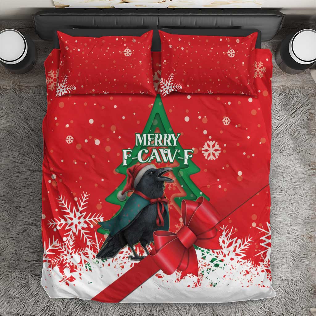 Funny Christmas Raven Bedding Set Merry F Caw F - Wonder Print Shop
