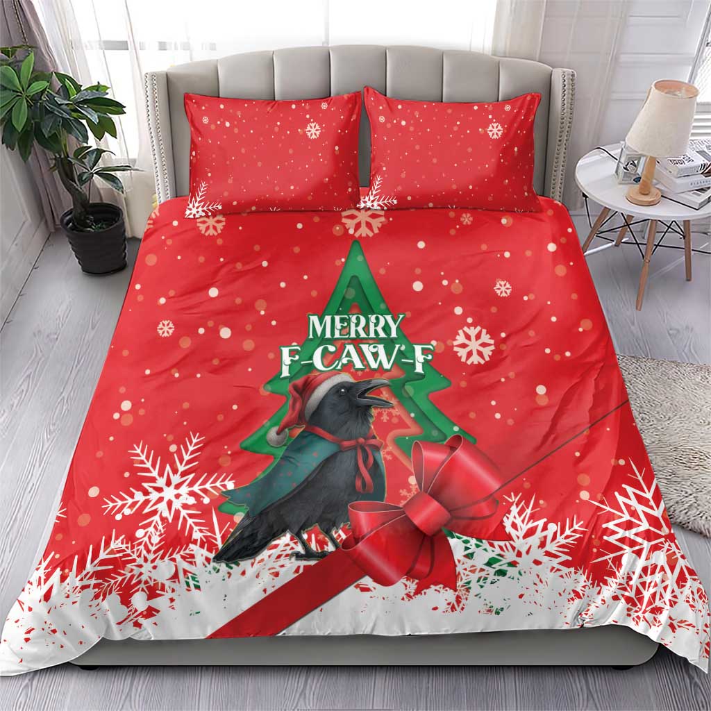 Funny Christmas Raven Bedding Set Merry F Caw F - Wonder Print Shop