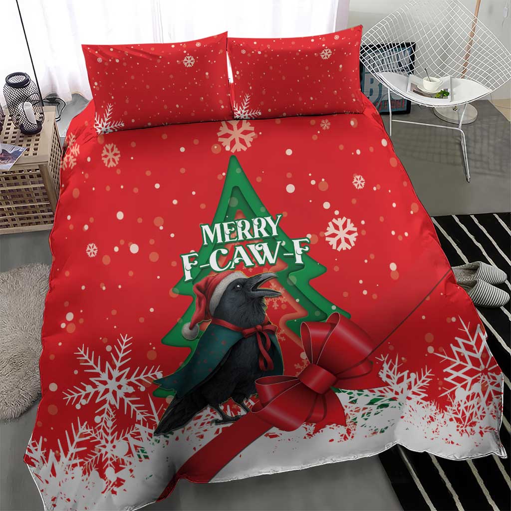 Funny Christmas Raven Bedding Set Merry F Caw F - Wonder Print Shop