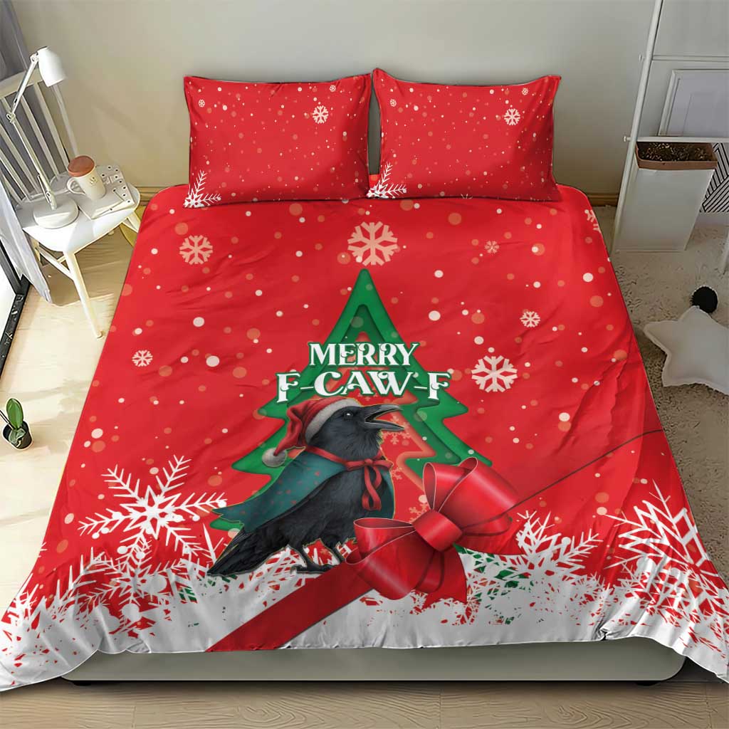 Funny Christmas Raven Bedding Set Merry F Caw F - Wonder Print Shop