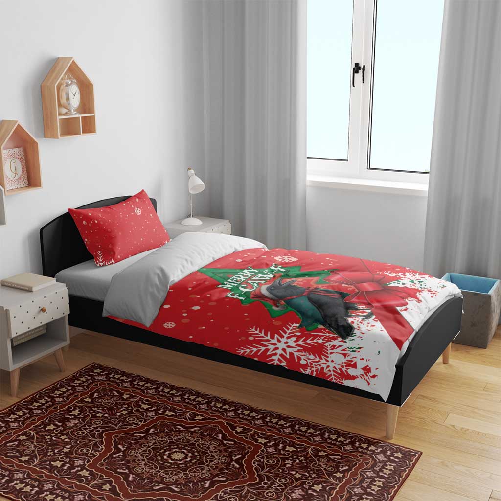 Funny Christmas Raven Bedding Set Merry F Caw F - Wonder Print Shop
