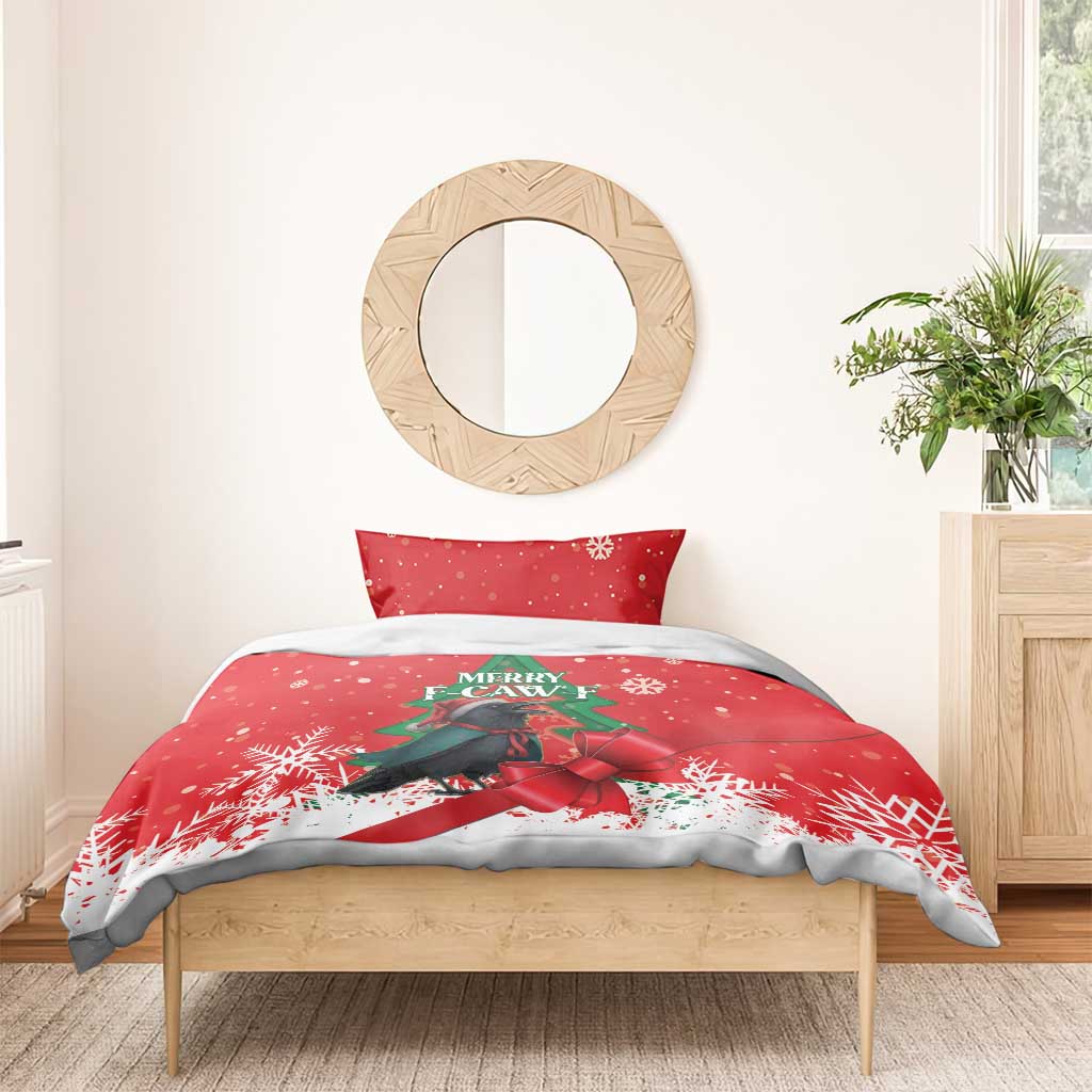 Funny Christmas Raven Bedding Set Merry F Caw F - Wonder Print Shop