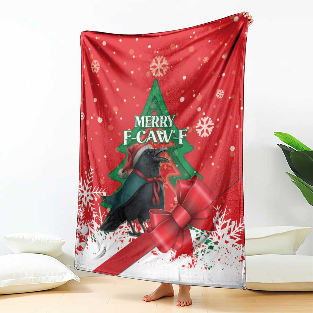 Funny Christmas Raven Blanket Merry F Caw F - Wonder Print Shop