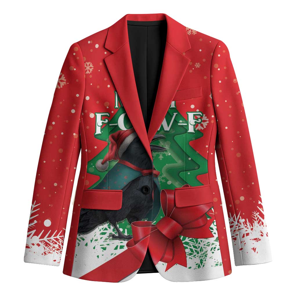 Funny Christmas Raven Blazer Merry F Caw F - Wonder Print Shop