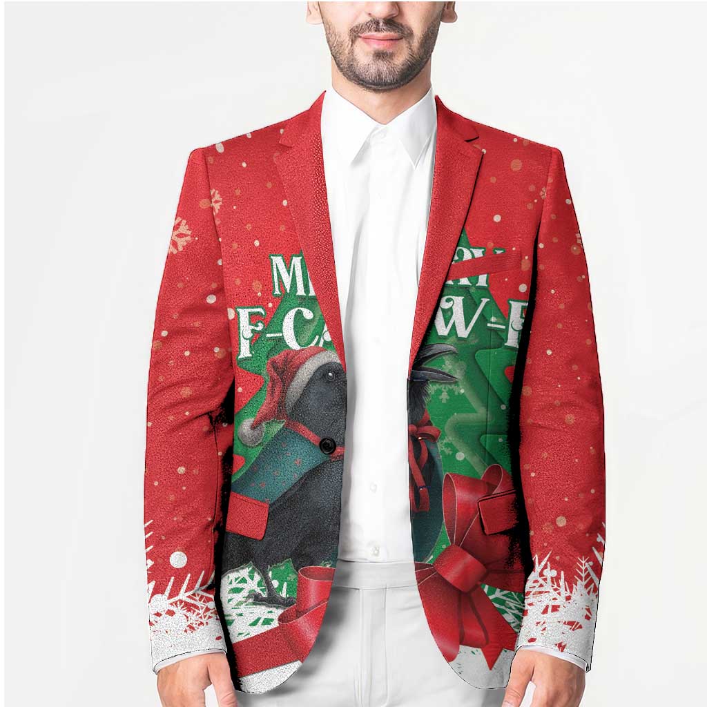 Funny Christmas Raven Blazer Merry F Caw F - Wonder Print Shop