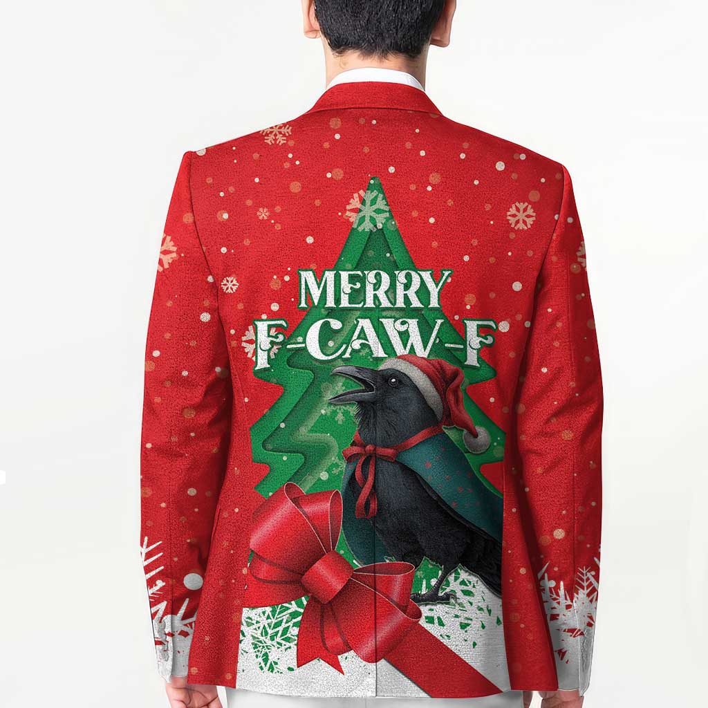 Funny Christmas Raven Blazer Merry F Caw F - Wonder Print Shop