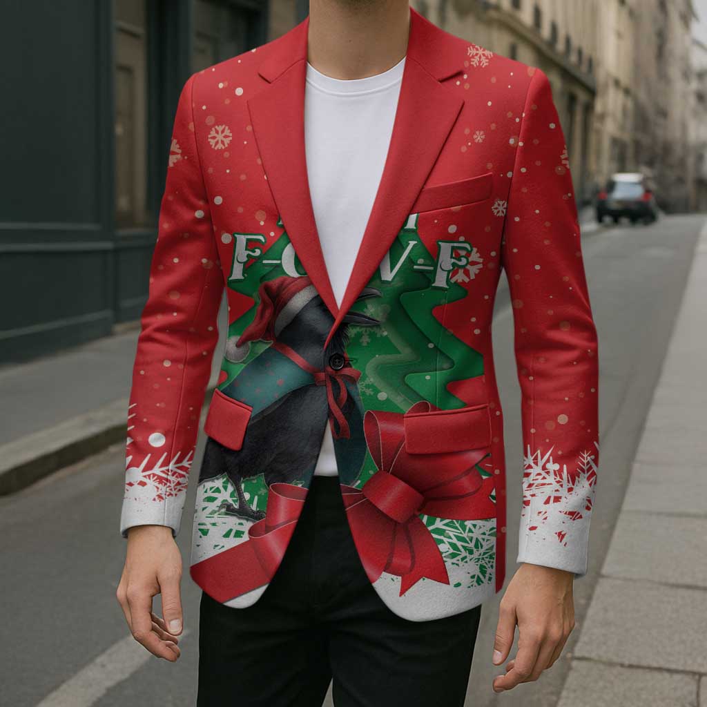Funny Christmas Raven Blazer Merry F Caw F - Wonder Print Shop