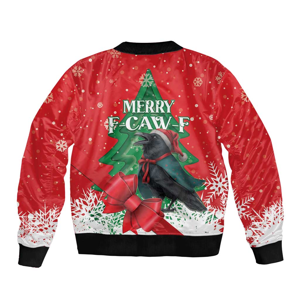 Funny Christmas Raven Bomber Jacket Merry F Caw F - Wonder Print Shop