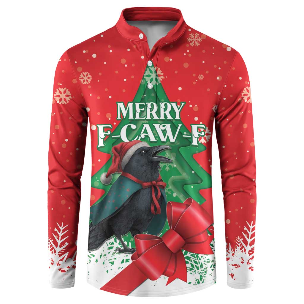 Funny Christmas Raven Button Sweatshirt Merry F Caw F - Wonder Print Shop