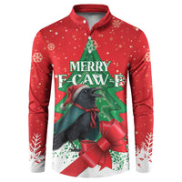 Funny Christmas Raven Button Sweatshirt Merry F Caw F - Wonder Print Shop