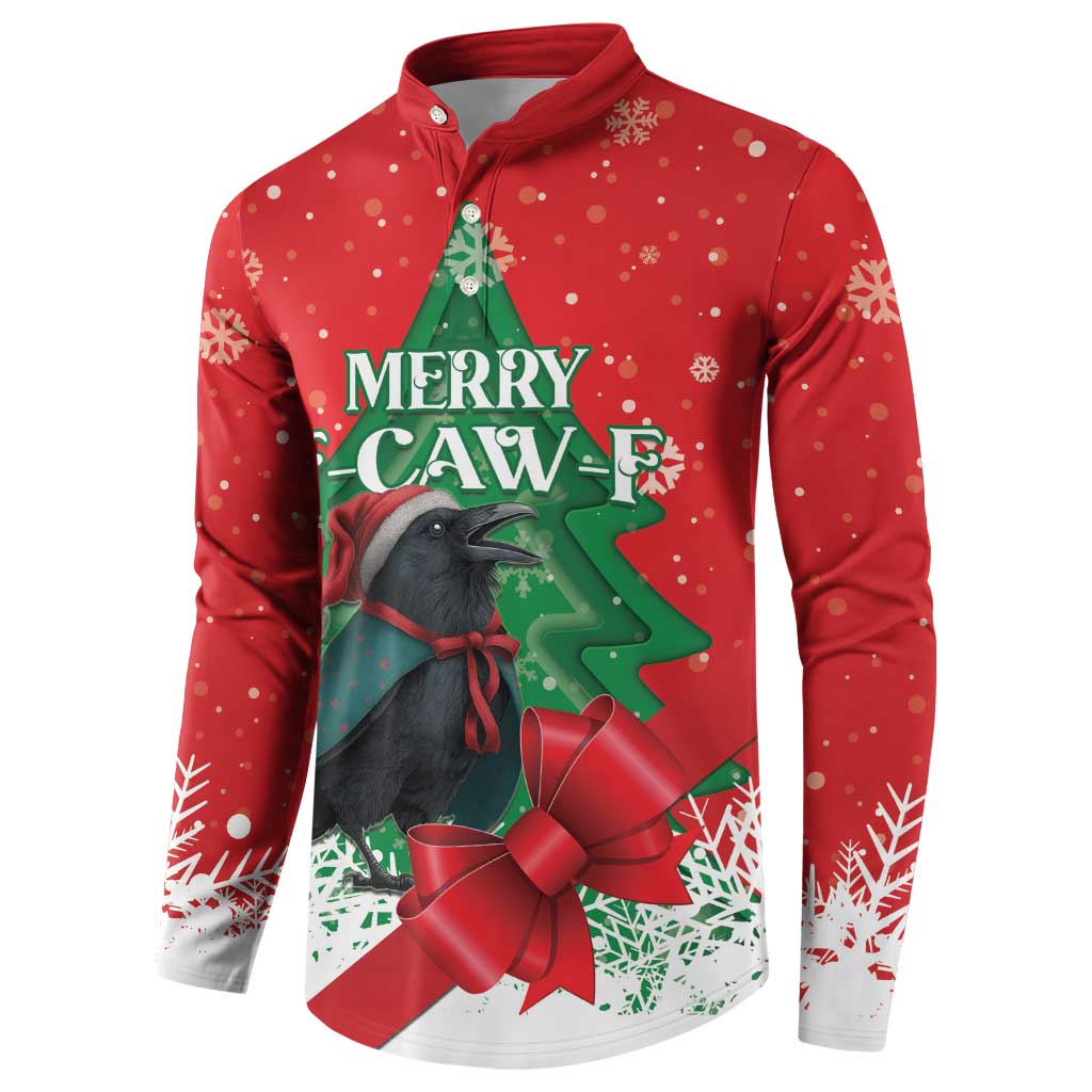 Funny Christmas Raven Button Sweatshirt Merry F Caw F - Wonder Print Shop