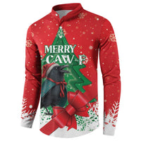 Funny Christmas Raven Button Sweatshirt Merry F Caw F - Wonder Print Shop