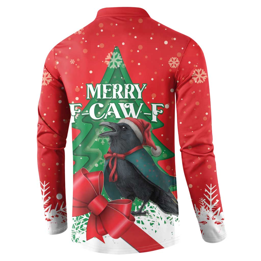 Funny Christmas Raven Button Sweatshirt Merry F Caw F - Wonder Print Shop