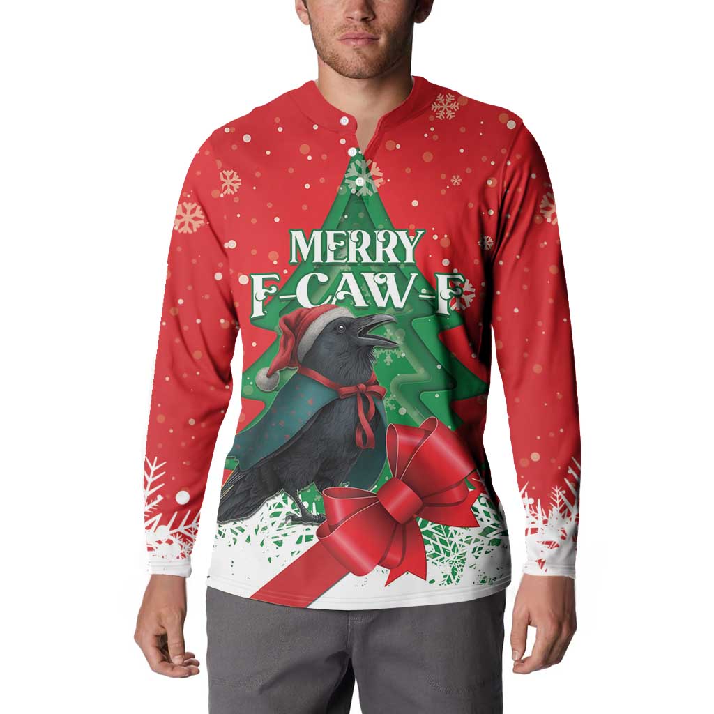 Funny Christmas Raven Button Sweatshirt Merry F Caw F - Wonder Print Shop