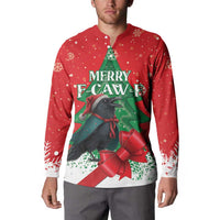 Funny Christmas Raven Button Sweatshirt Merry F Caw F - Wonder Print Shop