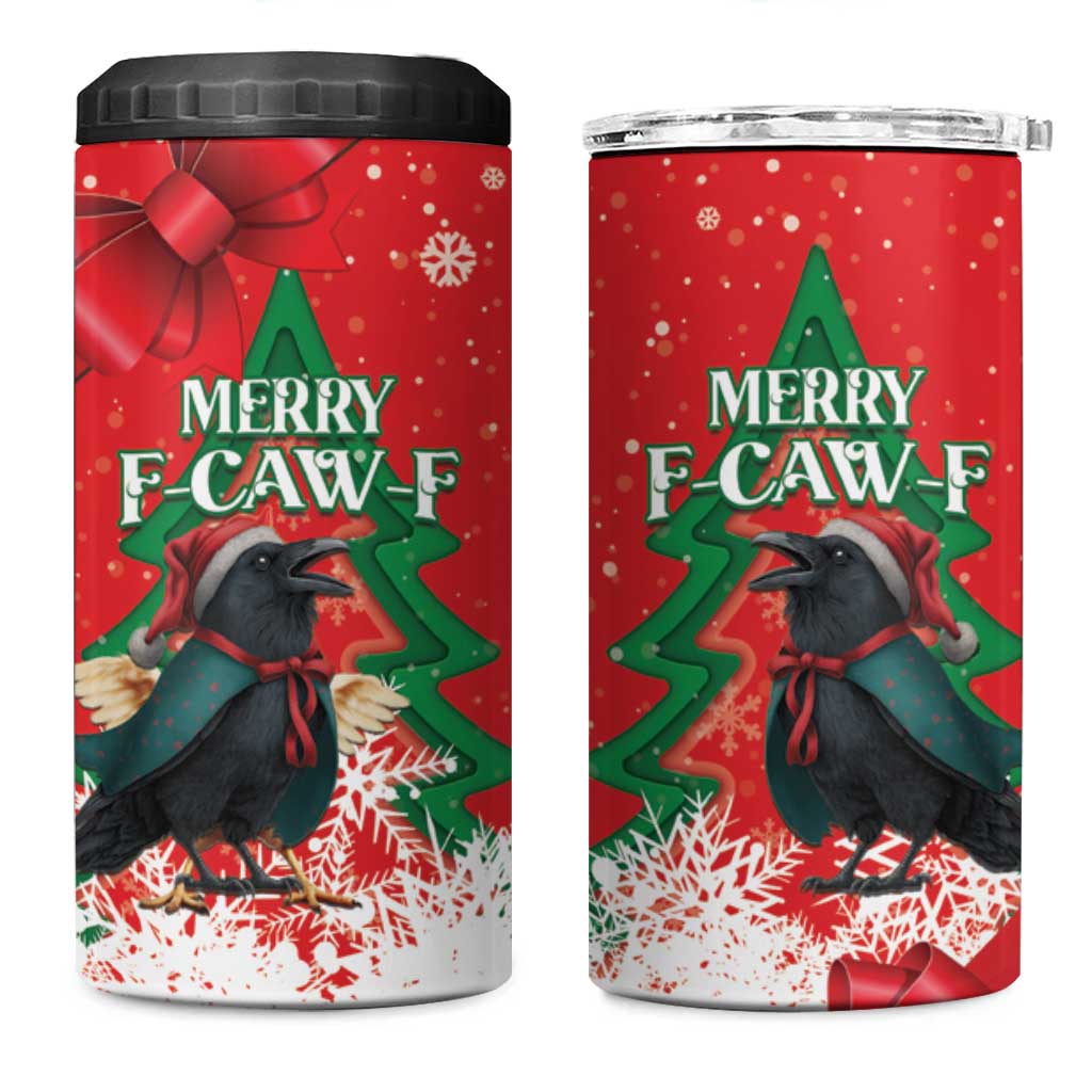 Funny Christmas Raven 4 in 1 Can Cooler Tumbler Merry F Caw F - Wonder Print Shop