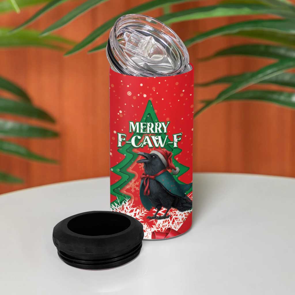 Funny Christmas Raven 4 in 1 Can Cooler Tumbler Merry F Caw F - Wonder Print Shop