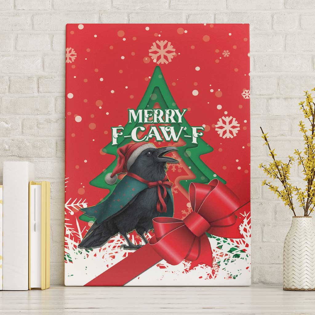 Funny Christmas Raven Canvas Wall Art Merry F Caw F - Wonder Print Shop